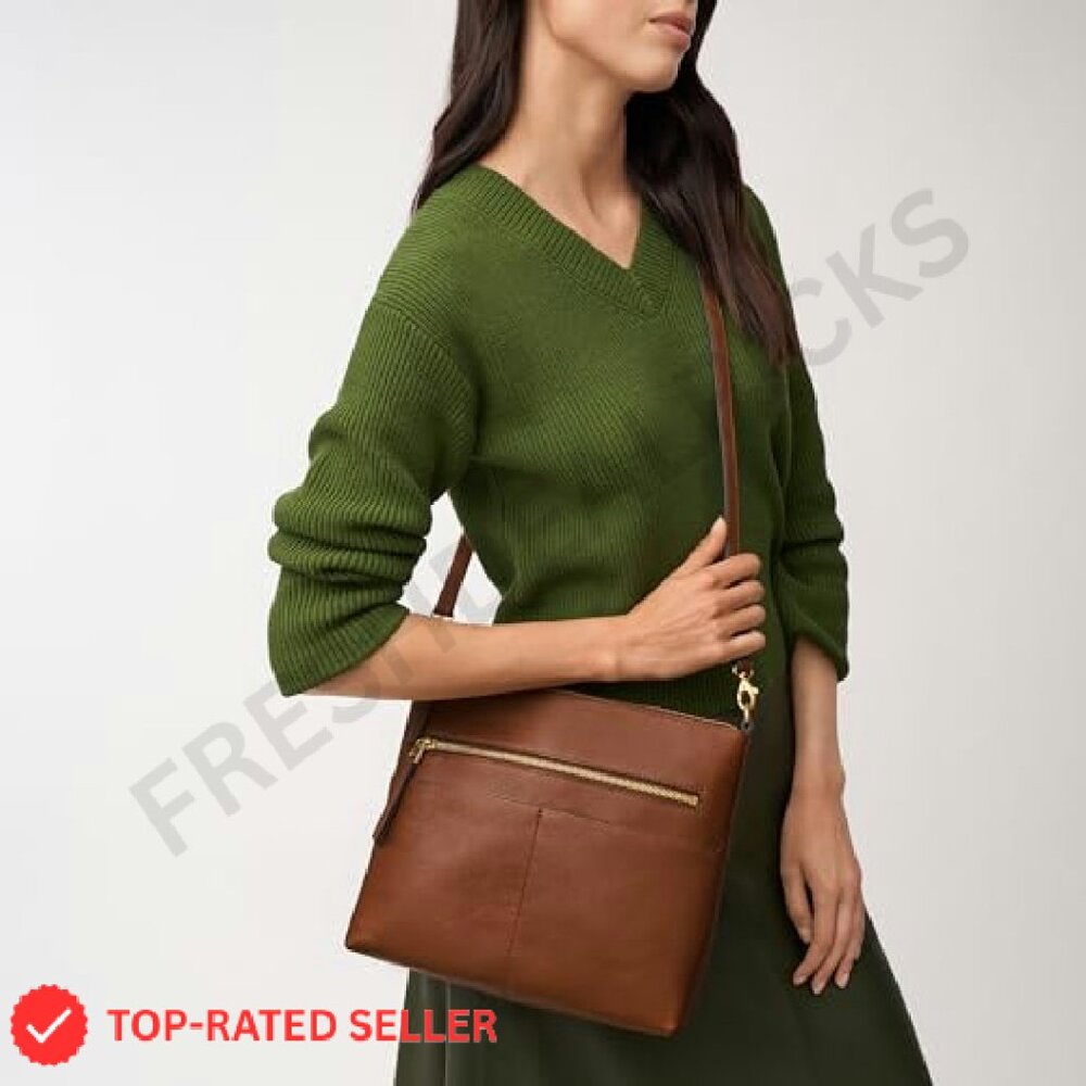 Leather Crossbody Bag Structured Chic Classic Vin… - image 6